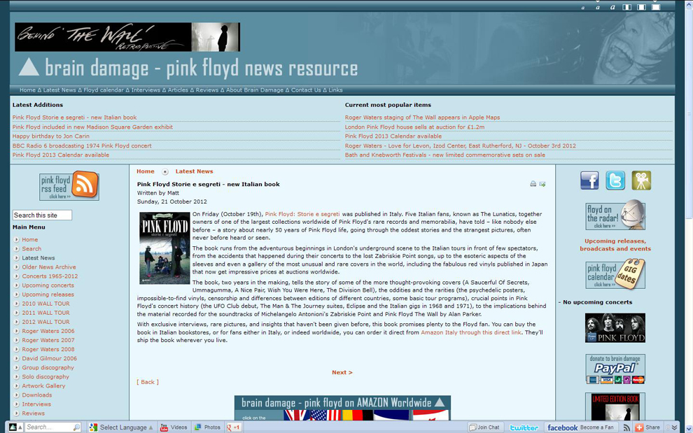 Brain Damage news - ott. 2012
