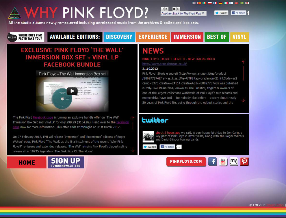 Why Pink Floyd news - ott. 2012