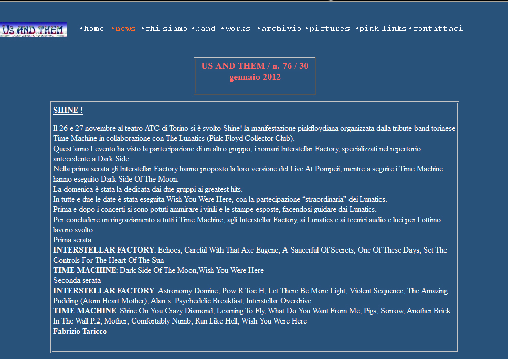 The Lunatics Expo - TORINO NOV. 2011 - Us and Them site review 2
