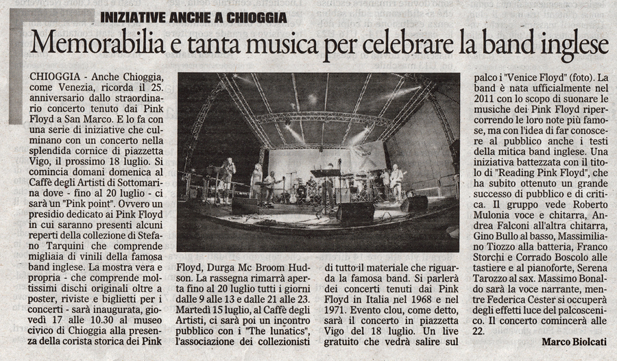 The Lunatics exhibitions - CHIOGGIA 2014 - Il Gazzettino di Venezia 12 lug 2014 review