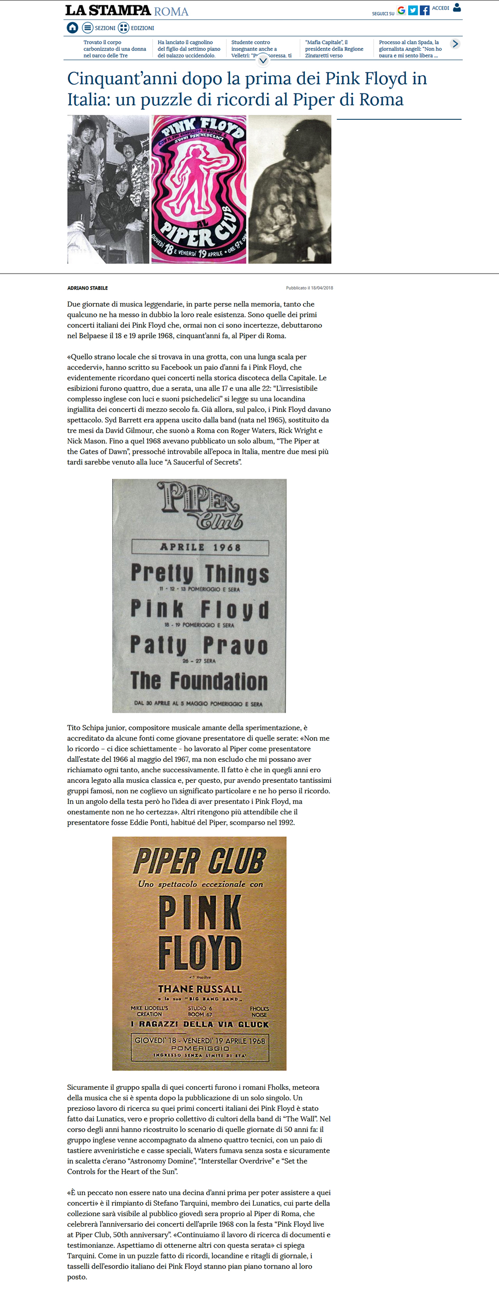 The Lunatics exhibitions - ROMA 2018 - La Stampa (web)