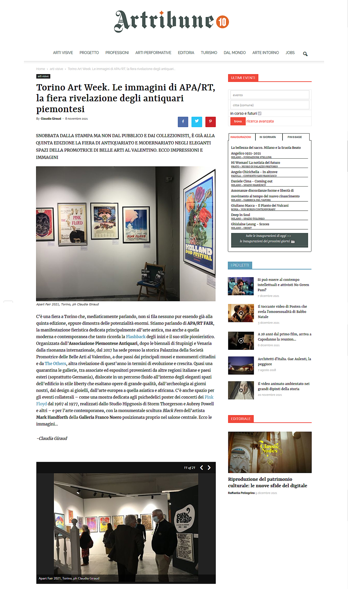 The Lunatics exhibitions - TORINO 2021 - Artribune (8 nov.)