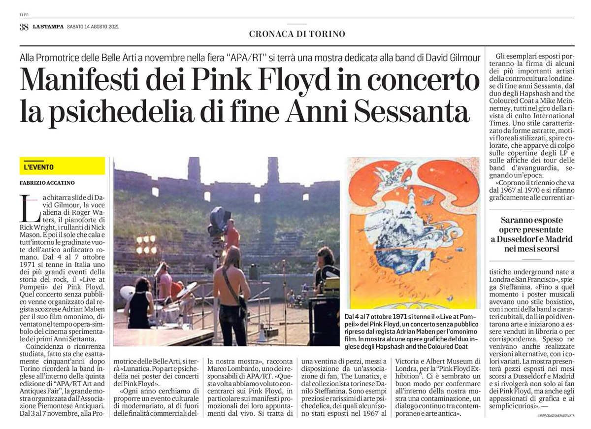 The Lunatics exhibitions - TORINO 2021 - La Stampa (14 ago.)